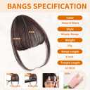 4 x Clip in Bangs 100% Real Human Hair, Fake Bangs Hair Clip on Bang for Women, Dark Brown Wispy Bang Fringe with Temples Hairpieces Extensions for Daily Wear (Dark Brown, Wispy Bangs)