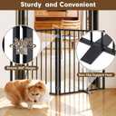 52" Extra Wide Dog Gate Indoor, Heavy Duty Metal Freestanding Dog Gate-Auto Close, Foldable Pet Fence Anti-Topple Stability Feet for Stairs, Doorways,House,Porch,Deck,Yard(2 Panels,Black)
