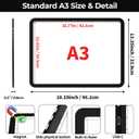 Zocelight A3 Diamond Art Light Board, 16.77×13.35inchs Light Pad,6000 Lux Super Bright Light Box for Tracing, Side Button Design, Magnet Light Table for Diamond Painting, Sketching, Weeding Vinyl (Black)