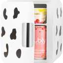 Cooluli Skincare Mini Fridge for Bedroom - Car, Office Desk & Dorm Room - Portable 4L/6 Can Electric Plug In Cooler & Warmer for Food, Drinks, Beauty & Makeup, 12v AC/DC & Exclusive USB, Cow Print