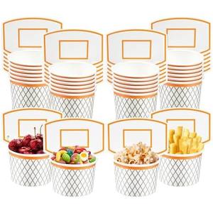 LYART 24Pieces Basketball Hoop Snack Cups for Basketball Birthday Party Decorations Supplies, Basketball Decor Themed Party Favors, Disposable Paper Snack Food Bowl, 8oz（24）