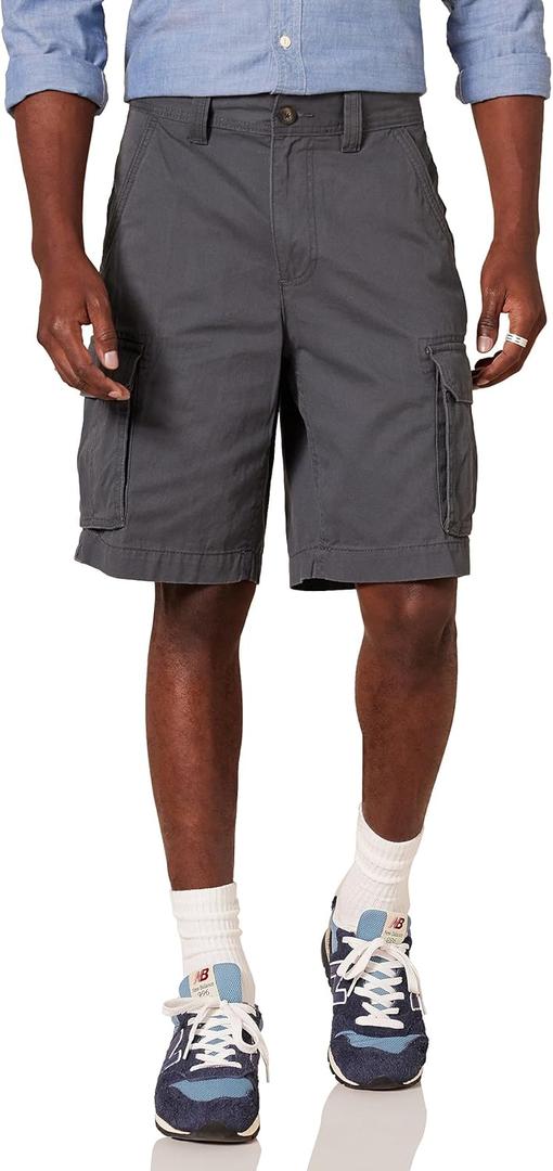 Amazon Essentials Men's 10" Classic-Fit Cargo Shorts, Soft Cotton Twill (46, Charcoal)