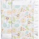 Lulujo Baby Security Lovey Blankets| Unisex Softest Breathable Cotton Muslin Security Blanket with Silky Satin Trim| Neutral Comforting Blanket for Girls & Boys | 16in by 16 in| Jungle Safari