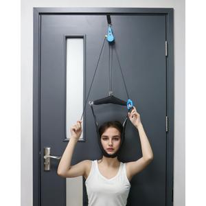 Cervical Neck Traction Device Hammock Over The Door Traction for Neck Relief Tool,Home Use Neck Sling for Spine Decompression with Casters&Safety Devices Upgraded Version (Standard Size)