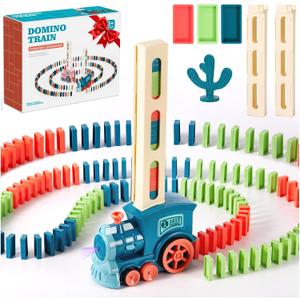 200 PCS Domino Train Toys Set, Automatic Dominos Building and Stacking Creative Game for 3+ Year Old, Electric Dominoes Stem Montessori Toys for Kids Autistic Boys 3 4 5 6 Year Old Birthday Gifts