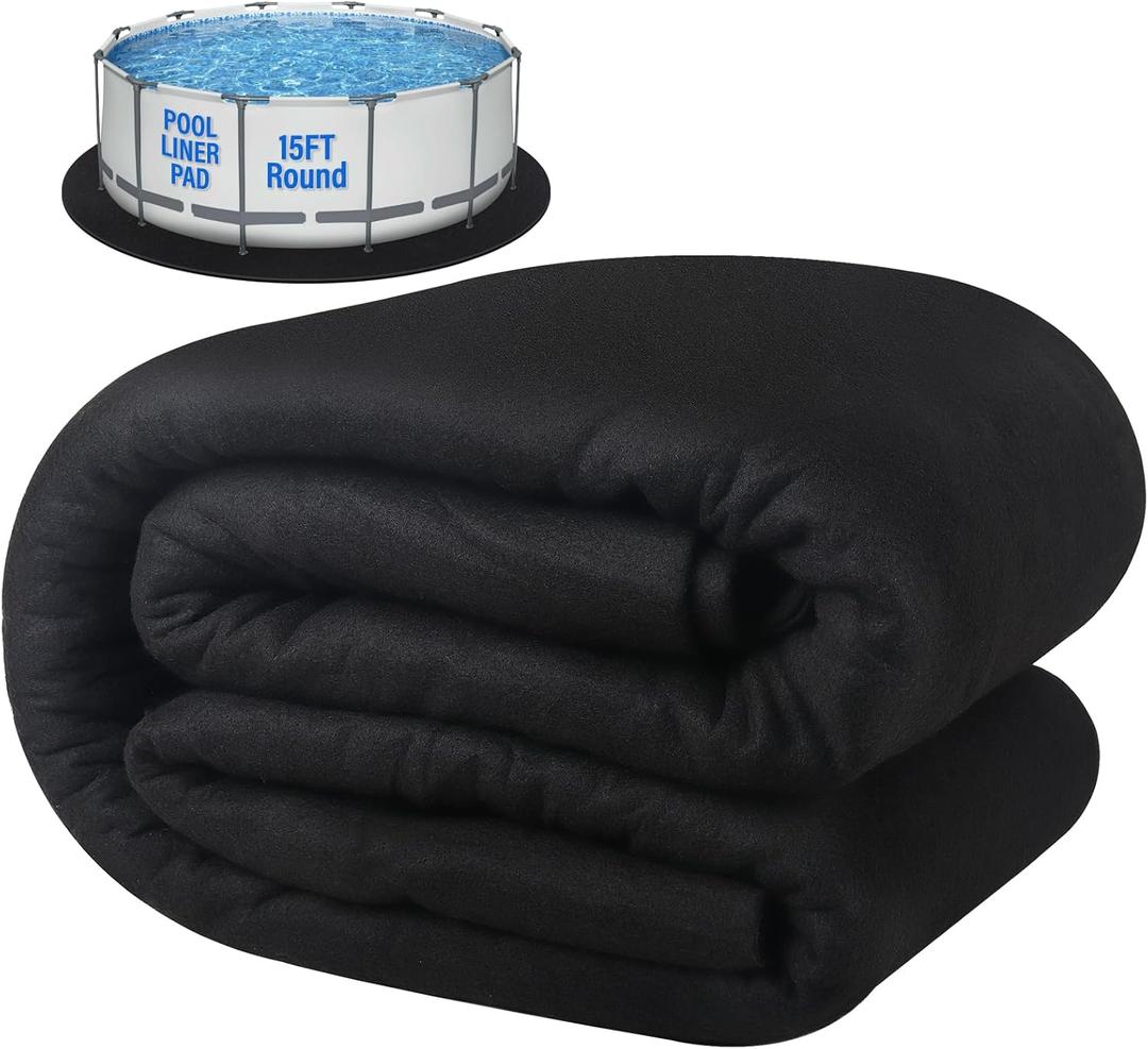 15 FT Pool Liner Pad for Above Swimming Pools,Pool Pad 350g/ Pre-Cut Heavy Duty Outdoor Pool Pads|Double Density| Puncture Resistant|Seamless Durable Eco-Friendly for Padding & Protection