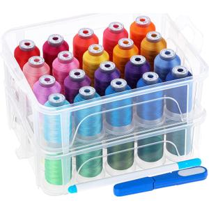 New brothread 40 Colors Compatible with Brother 500m Each Embroidery Machine Thread with Clear Plastic Storage Box for Embroidery Sewing Machine