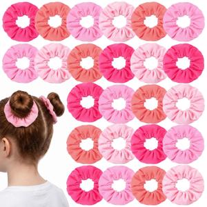 24 Pcs Multi Pink Scrunchies for Women, Breast Cancer Awareness Party Favor