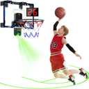 HopeRock Indoor Basketball Hoop with Projected Court, Basketball Hoops for Kids Over The Door with Scoreboard & 3 Balls, Mini Hoops Basketball Toys Gifts for 5 6 7 8 9 10 11 12 Year Old Boys Girls