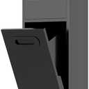 SUPERFLO 3 Gallon Bathroom Trash Can Tilt Out Trash Bin Cabinet, Hidden Trash Can Cabinet Recessed Wall Mounted Stainless Steel with Toilet Paper Holder for Bathroom/Bedroom/Office Renovation, Black