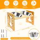 Elevated Dog Bowls - Flexible Adjustable Dog Bowl Stand for Small Medium Dogs & Cats | 6'' Diameter Double Bowls & Non-Slip Foot Pads & Removable Stand