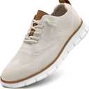 Men's Casual Dress Shoes Fashion Walking Sneakers Mesh Business Oxfords Work Lightweight Soft Sole (9.5, Beige)