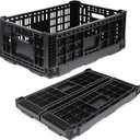 Collapsible Milk Crate, 52L Heavy Duty Plastic Storage Crate Stackable, Collapsible Crates for Storage, Space Saving for Home & Camping - Large Holds 130 lbs, Black