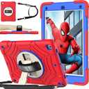 BMOUO Case for iPad 6th/5th Generation Case (9.7 inch, 2018/2017), with Screen Protector, 360 Rotating Stand & Hand & Shoulder Strap Kids Case for iPad 6th/5th Gen, Red