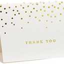 Gartner Studios Gold Foil Dots Thank You Cards, Ivory and Gold Foil Blank Thank You Notes, 3.5” x 5”, Set of 50 Blank Notecards with Envelopes (13745)