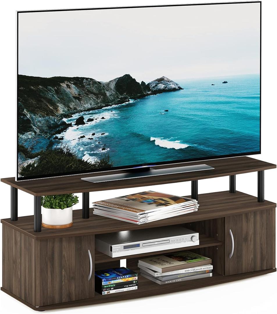 Furinno JAYA Large Entertainment Stand for TV Up to 55 Inch, Columbia Walnut/Black