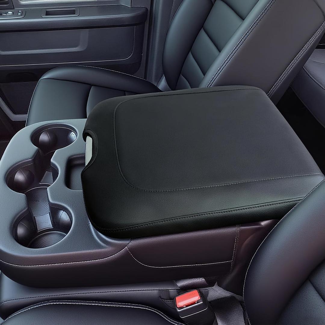 Center Console Cover Fit for 2013-2018 Dodge Ram 1500/2500/3500, 2013-2024 Ram 1500/2500/3500 Classic Models Accessories Armrest Lid, Leather Middle Console Protective Cover Lid