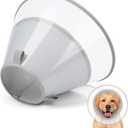 Dog Cone Collar with Soft Padding to Stop Licking, Elizabeth Recovery Collar After Surgery for Large Medium Small Dogs, Comfortable Pet Head Cone Alternative for Neutering Spay Injury (S(Depth:7.3, Girth:9-16), Light Grey)