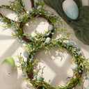 DN DECONATION Easter Bunny Spring Wreath with Egg, Twig and Berries Green Rabbit Easter Wreath for Front Door Decorations Home Farmhouse Outdoor Indoor Wall Mantel Window