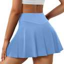 DLOODA Tennis Skirts for Women, Pleated Athletic Skorts High Waisted Golf Skirts with Pockets Shorts Workout Pickleball (Large, Sky Blue)