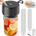 3 in 1 Mason Jar Vacuum Sealer | Electric Vacuum Sealer for Mason Jars Includes 30 Lids (15 Wide/Reg)+5 Food Storage Bags,One-Tap Control,Mason Jar Sealer for Canning Pickling Meal Prep & Dry Goods