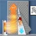 MAGZO Magnetic Thermal Insulated Door Curtain, Fits 32'' x 80'' Door(Curtain Size 34'' x 82''), 5 Layers Oxford & Cotton Cover Blanket Insulation for Winter/Doorway/Attic Doors, Keep Cold Air Out, Grey (Gray)