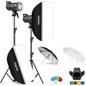 Godox SK400IIV 400W Professional Studio Strobe Flash 2Pack Kit 5700200K with Standard Reflector,BD-04,Softbox,Umbrella,Light Stand,for Photography 2.4G Wireless X System Bowens Mount