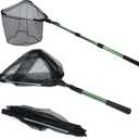 RESTCLOUD Fishing Landing Net with Telescoping Pole Handle, Fishing net Freshwater for Kids Men Women, Extend to 61 Inches, Full Extended