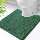 Toilet Rug U-Shaped,Super Absorbent Chenille Bathroom Rugs and Strong PVC Non-Slip Backing for Toilet RugsU Shaped Washable,Machine Washable,Bath Mats for Bathrooms,20"x 24",Dark Green