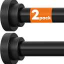 STARLATTA 2 Pack Shower Curtain Rods:43-78 Inch No Drilling Tension Rods, 1" Diameter Heavy Duty Adjustable, Stainless Steel Rust-Proof Spring Anti-Slip Curtain Rod for Bathroom (Black,78'')
