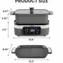 AEWHALE Multifunctional Electric Skillet with Grill|8 Cooking Functions|Removable Non-Stick Plate+Pot+Lid,1500 W Digital Family Size Griddle