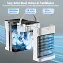 TIOKVIOP Portable Air Conditioners for Bedroom, Dual Motor Evaporative Air Cooler with 3 Speeds & 3 Mist, 7 Color Night Light Cooling Fan with 2-8H Timer, 1100ML Personal AC Unit for Office Room