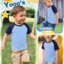 Yooo's Vivi Baby Boys Baseball Shirts | 1-6T, Kids, Raglan Short Sleeve, Tee, Toddler Tops, Crew Neck, Basic, Casual, Summer, Loose Fit, School, Daily Wear, Soft