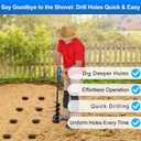 Garden Auger Drill Bit for Planting 4'' X 32'' Black Drill Augers for Digging Holes Post Hole Auger for Bulbs, Flower, Fence Posts Earth Auger Bit for Cordless and Corded Drill - Fit 3/8" Hex Drive