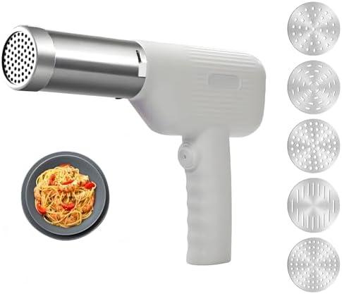 Handheld Electric Pasta Maker, 5-in-1 Cordless Pasta Maker Machine, Portable Noodle Maker with Noodle Molds, Automatic Noodle Press Machine, Homemade Spaghetti Maker For Kitchen