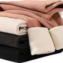 4 Pack Girls Fleece Lined Leggings Kids Winter Warm Pants Girls Thick Basic Solid Full Length Pants, 4-5T