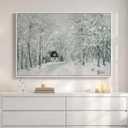 Framed Forest Landscape Wall Art, Modern Cottage Canvas Art Prints, Contemporary Nature House Pictures Wall Decor for Living Room Bedroom Dining Room Hallway Office 24x36 In
