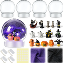Qunclay 25 Pcs Halloween LED DIY Snow Globe Kit 4 Set Globes Making Kit with Accessories Glitter Pumpkin Witch Castle Bat Ghost Contains for Make Your Own Snow Globes Arts and Crafts Decoration