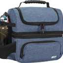 MIER Dual Compartment Lunch Bag Tote with Shoulder Strap for Men and Women Insulated Leakproof Cooler Bag, Bluesteel