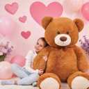 Toys Studio 51 inch Soft Stuffed Brown Teddy Bear Plush Grizzly Bear Stuffed Animal Hugging Toy for Girls Kids Birthday Gift Christmas Valentine's Day Mother's Day Baby Shower Party Decor