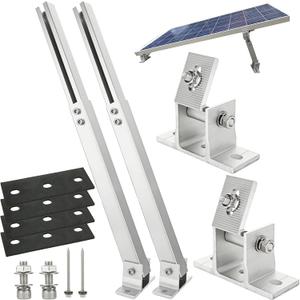 Adjustable Solar Panel Tilt Mount Brackets Aluminum Alloy Solar Panel Mounting Support up to 50 70 100 150 200 300 400 Watt Solar Panel for Flat Surface Roof RV Boat Off-Grid (Mount Only) Silver