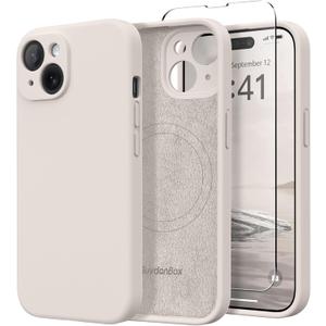 Magnetic for iPhone 13 Case, Compatible with MagSafe, [Full Camera Protection][Screen Protector] Silicone Shockproof Protective Phone Case for iPhone 13 6.1", Stone