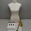 Mannequin Torso Dress Form 40.55-73.23 Inch Height Adjustable Female Model Display Mannequin Body with Metal Bracket and Rectangular Base for Sewing Dressmakers Dress Jewelry Display, Beige