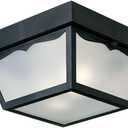 Progress Lighting 2-Light Indoor and Outdoor Flush Mount Ceiling Light, Interior and Exterior Ceiling-Mount Light Fixture for Porch Light, Patios, Garages, Hallways, 10-1/4'' by 5-1/2'', Black