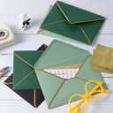 50 Pieces A7 Envelopes with Gold Border, 5.24 x 7.21 Inches Envelopes with Gold Stickers for Greeting Cards and Invitation (Dark Green, A7-5x7)