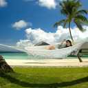 Double Boho Macrame Hammock Cotton Canvas Portable Replacement Hammock 440lbs Load Capacity White