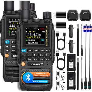 TIDRADIO TD-H3 Ham Radio Type C & Wireless Programming 8-Band Long Range Walkie Talkies Rechargeable Handheld Rapid Two Way Radios Air Band, Frequency Match,Mode Switchable, NOAA FM AM- Full Kit 2Pack