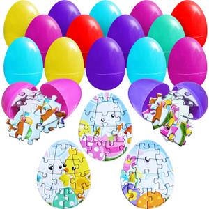 ArtCreativity Puzzle Filled Easter Eggs  Set of 24 Pre-Filled Easter Eggs with Mini Easter Puzzles Inside, Fun Easter Egg Puzzles for Kids, Perfect Easter Basket Fillers & Goodie Bag Stuffers