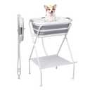 Portable Dog Bath Tub and Dog Washing Station, Collapsible Elevated Pet Tub for Bathing, Showering, Grooming, Pet Bathing Basin for Small to Medium Dogs, Cats and Other Pets (Built-in Drainage System)