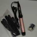 Dual Voltage Curling Iron Travel 2 in 1 Curl and Straightener (110V-240V) 1.25 Inch Normal Size Hair Curle Ceramic with EU/UK Plug Adapter Curling Wand Adjustable Temperature Anti-Tangle (Blackpink)